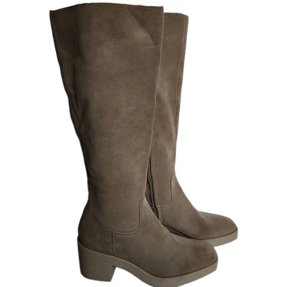 Dolce Vita Corry H2O Dune Suede Knee High Boots Sz 7.5 Block Heel Platform NWOB